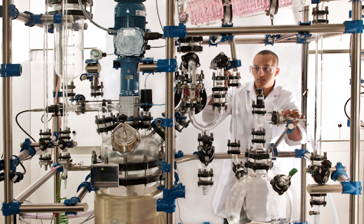 Image shows student working on 25L reactor